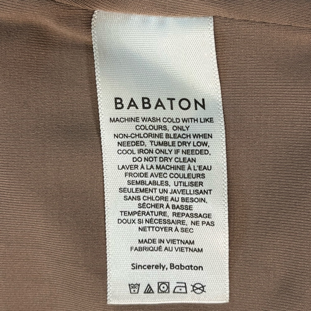 Babaton Aritzia Brown V Neck Cutout Bodysuit Women’s Size S Minimalist Stretch - Picture 5 of 7